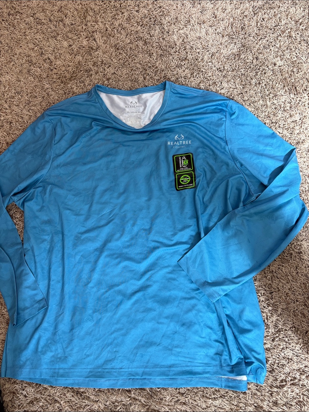 New Realtree fishing Men's Long Sleeve Performance Shirt - Blue 3X